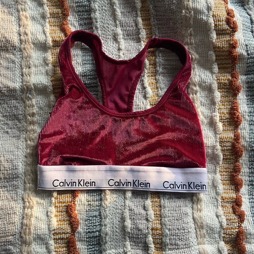 Red Calvin Klein Racerback Sports Bra